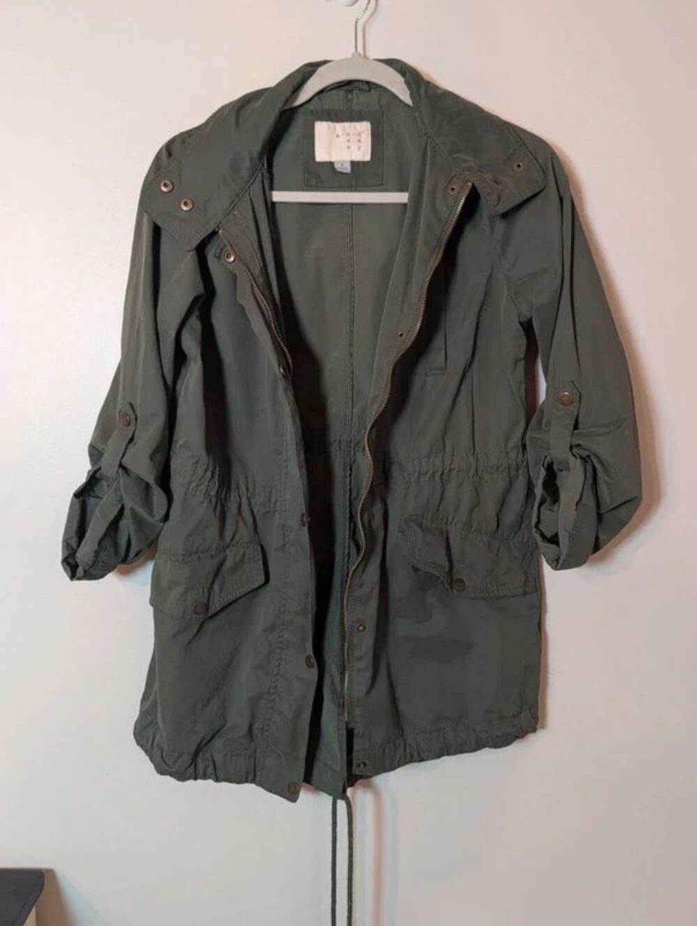 A New Day Olive Hooded Parka Jacket Small